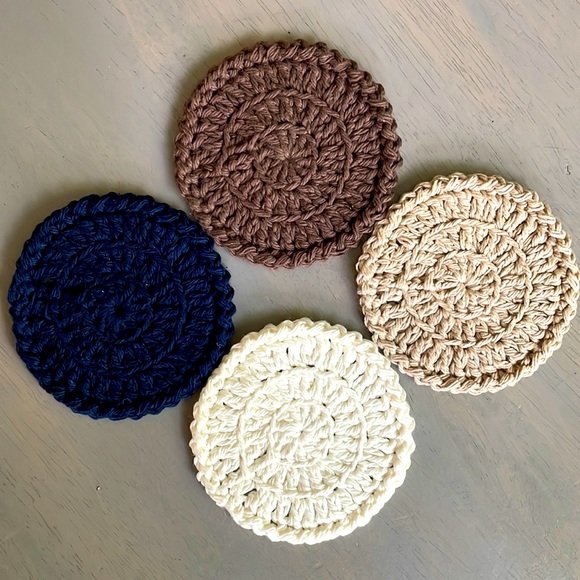 Hand Crafted Other - 4 Crochet Coasters Handmade - 100% Cotton - Handmade by Seller